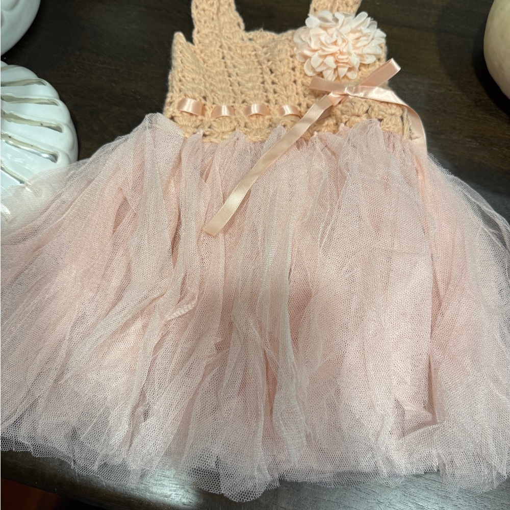 Newborn Crochet and Tulle Dress